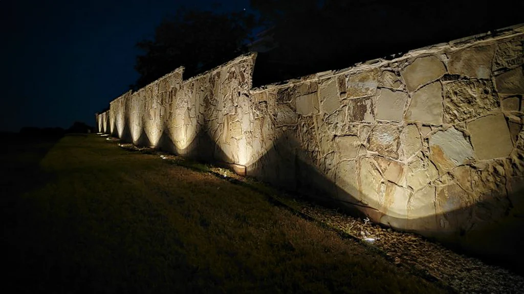 Wall wash lighting across a home facade