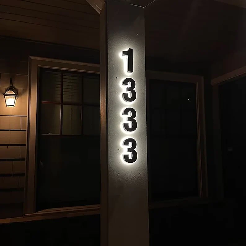 Illuminated house numbers detail