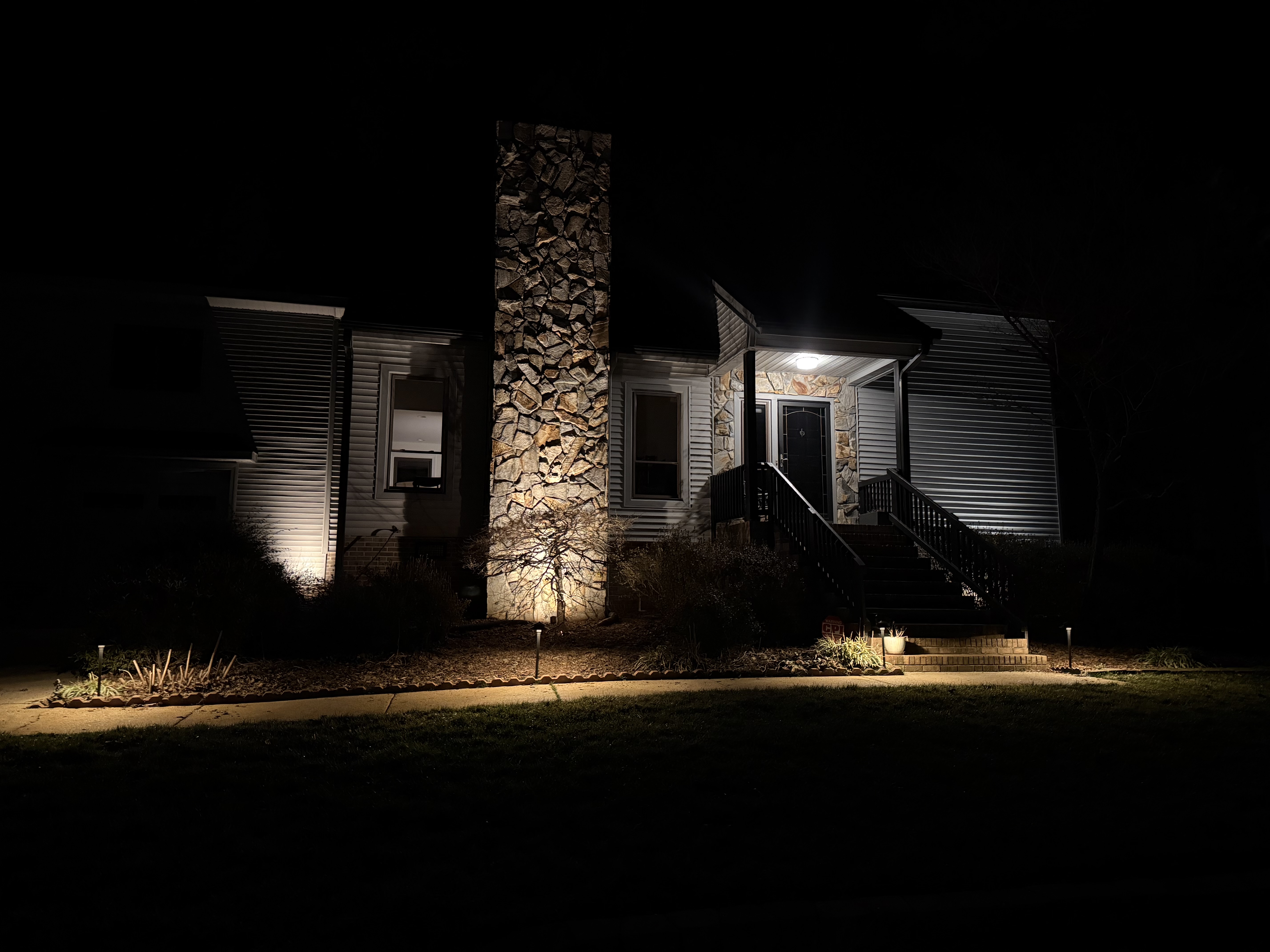 Front walkway pathway lighting, Apex traditional home