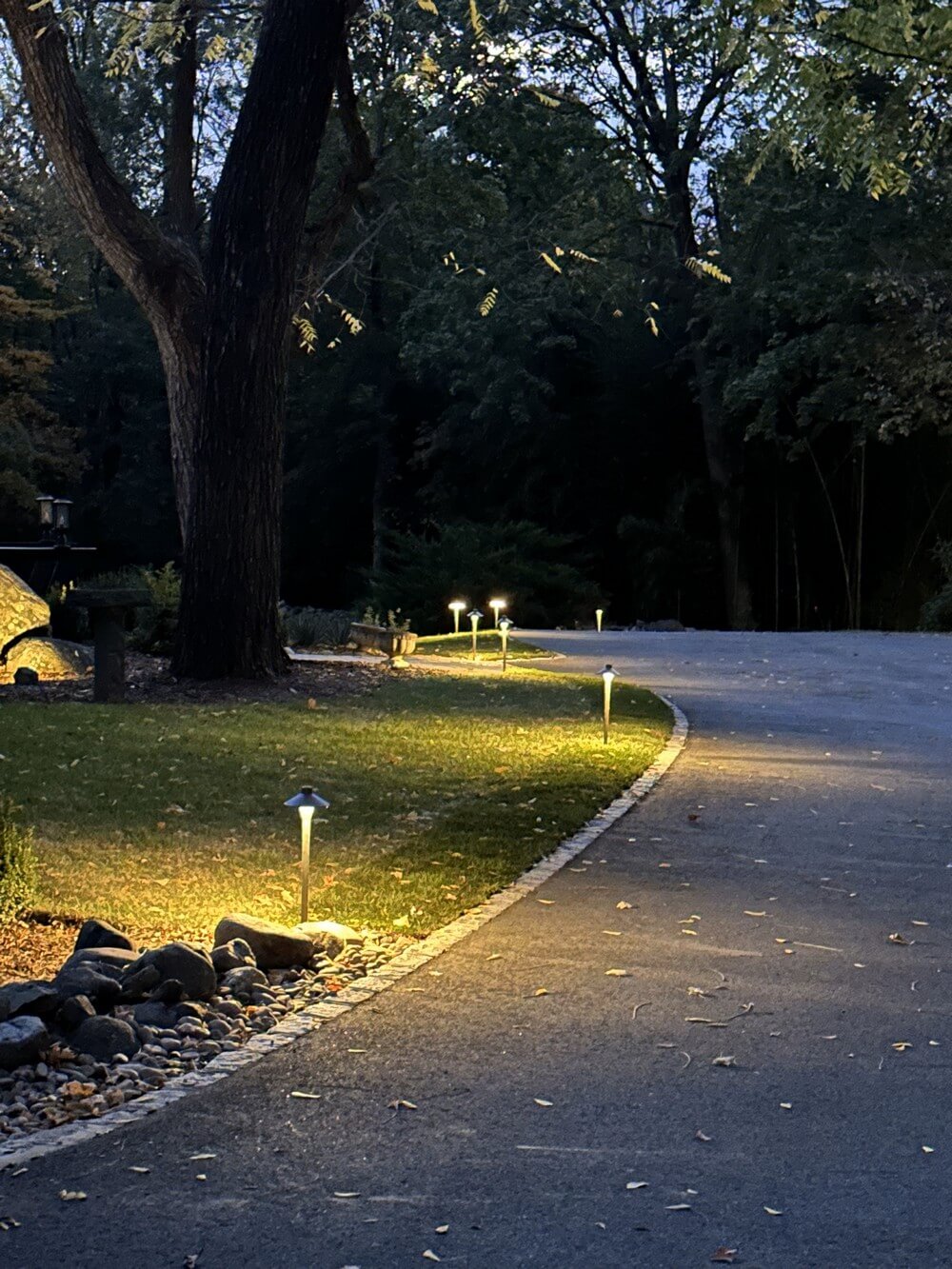 Driveway edge lighting along a residential approach
