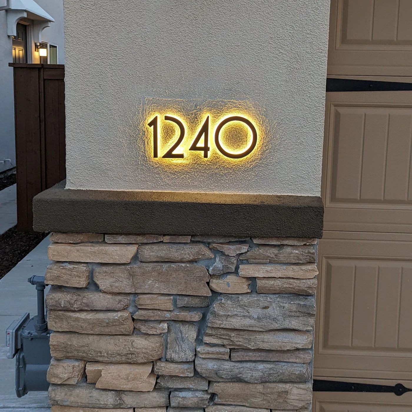 Modern minimal illuminated house numbers
